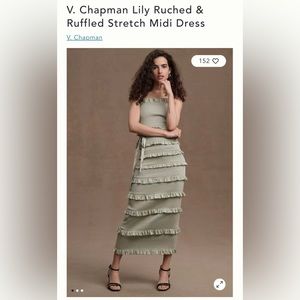 V. Chapman Lily Ruched & Ruffled Stretch Midi Dress